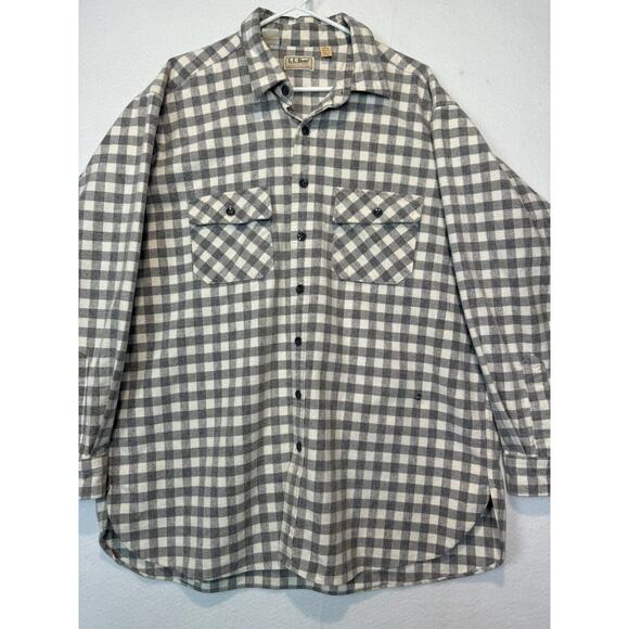 Vtg L.L. Bean Men's Chamois Plaid Flannel Hunting Shirt Sz Tall 18 Made USA FLAW - Picture 6 of 10